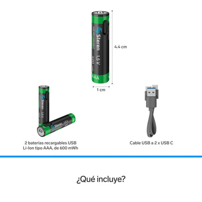 Batería recargable USB Li-ion AAA de 370mAh - 2 unidades--11