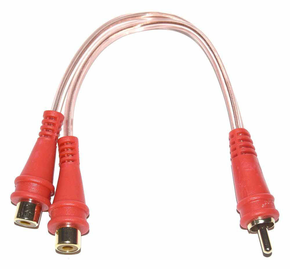 Cable Audiopipe de 2 RCA hembra a RCA macho de 15 cm con conectores dorados-1