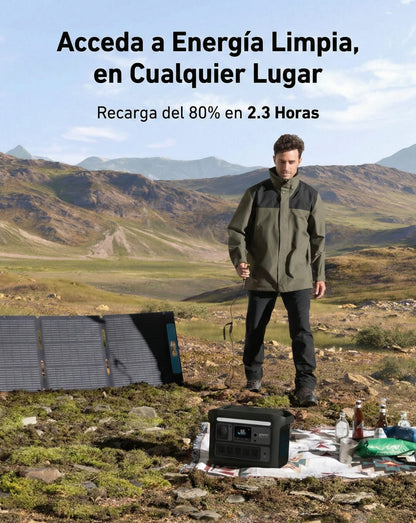 Estación eléctrica portátil Anker Solix C800X con panel de 100W