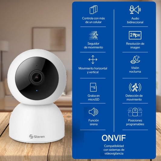 Cámara Steren Wi-Fi doble banda robotizada con seguidor de movimiento