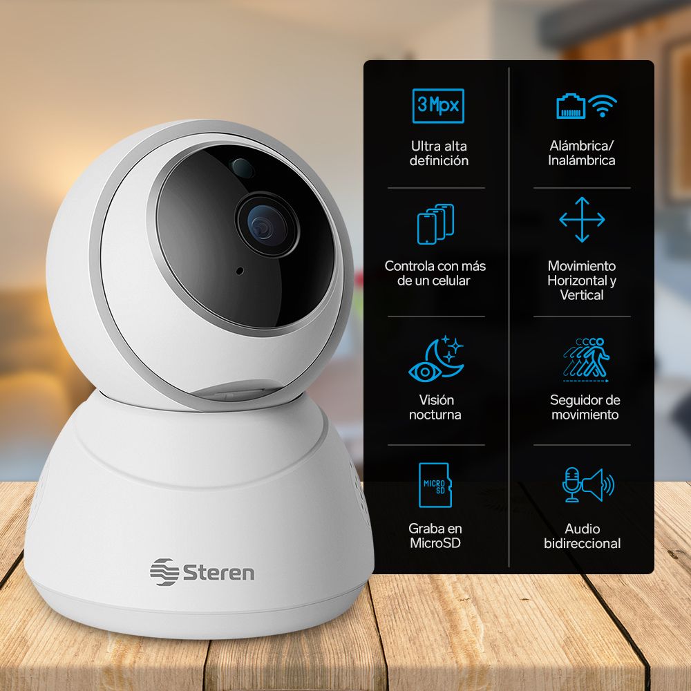 Cámara Steren Wi-Fi robotizada con sensor de movimiento - 3 MPX-4