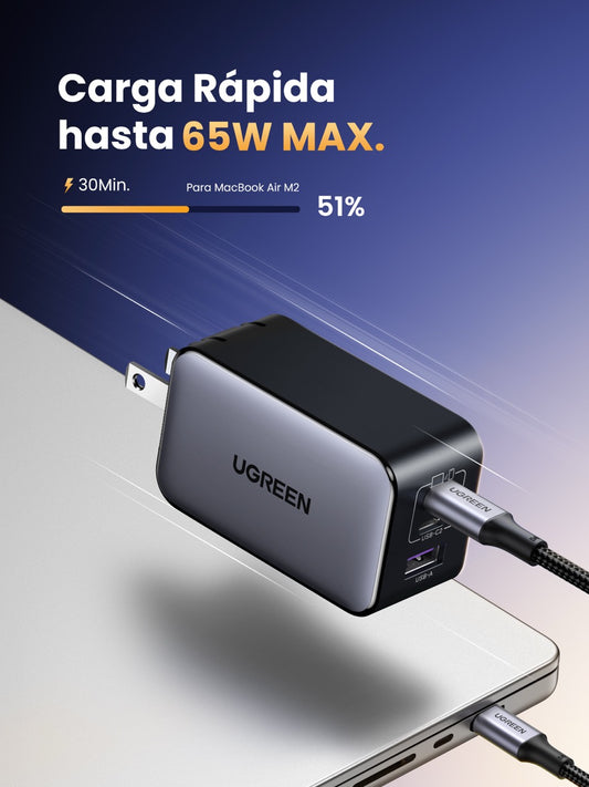 Cargador UGREEN de 3 puertos - 65W-2