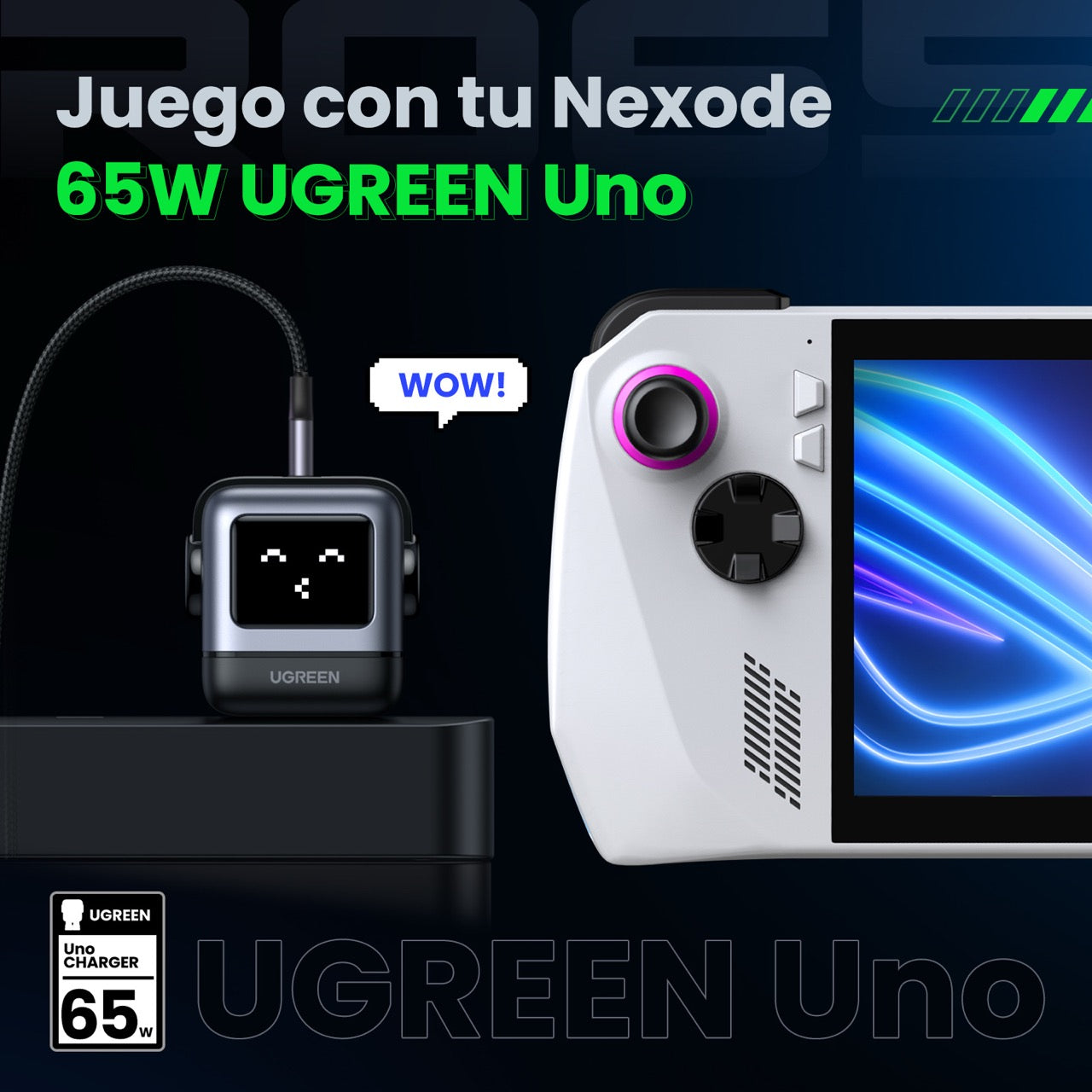 Cargador UGREEN UNO de 3 puertos de 65W - gris-5