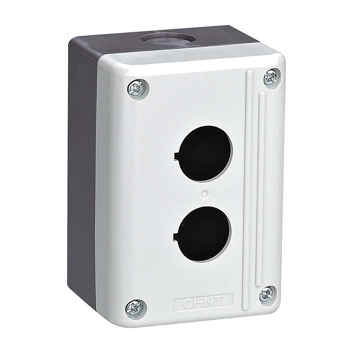 Caja Chint gris para pulsador de 22 mm de 2 agujeros NPH1-20-1