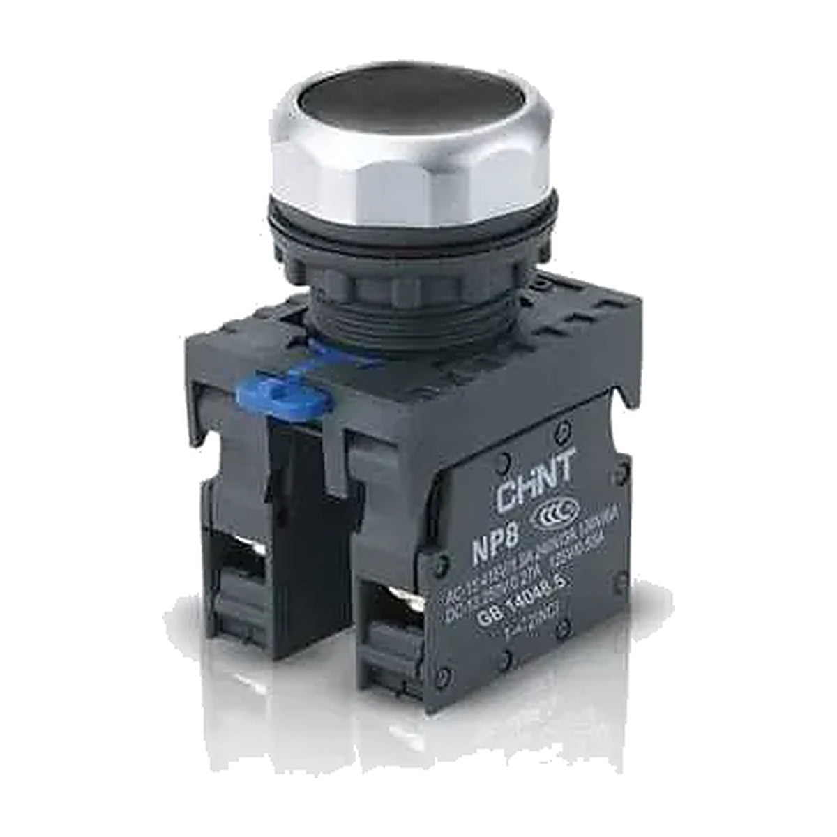 Pulsador rasante Chint 1NO negro de 22mm NP8-10BN/2-1
