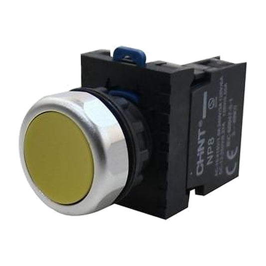 Pulsador rasante Chint 1NO amarillo de 22mm NP8-10BN/5-1