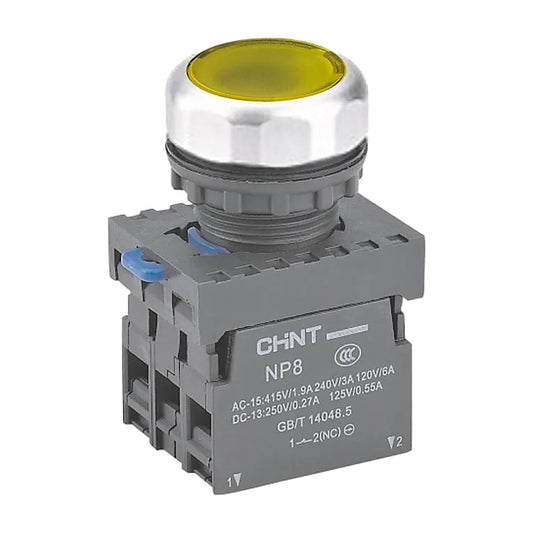 Pulsador iluminado Chint 1NO amarillo 110/220V NP8-10BND/5-1