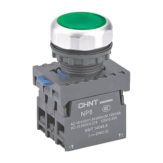 Pulsador iluminado Chint 1NO verde 110/220V NP8-10BND/3-1