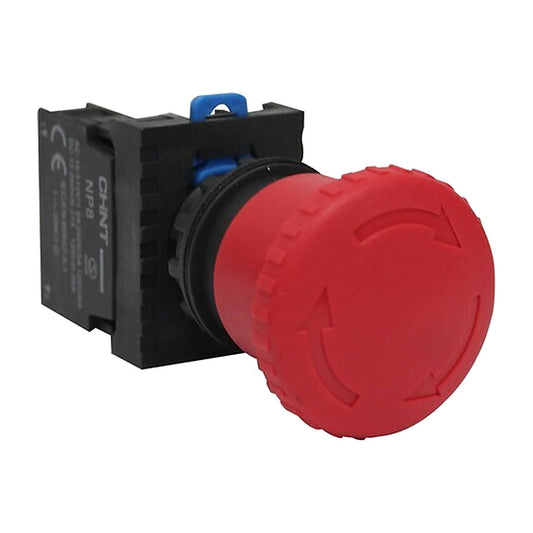 Pulsador de hongo Chint 1NC rojo con enclave giratorio NP8-01ZS/14-1