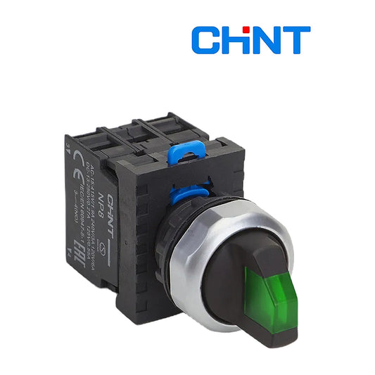 Selector iluminado Chint 3 posiciones 2NO verde NP8-20XD/313-1