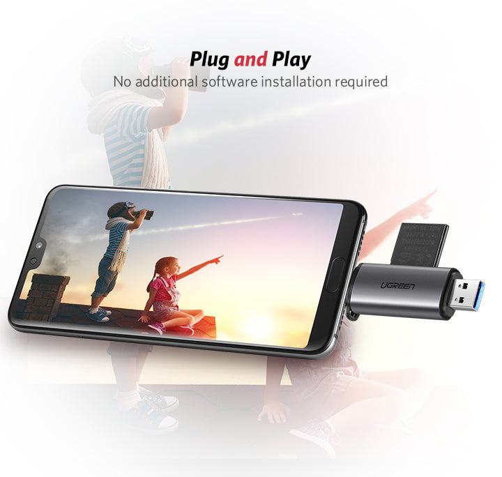 Lector de tarjetas SD y microSD UGREEN con USB A y C-5