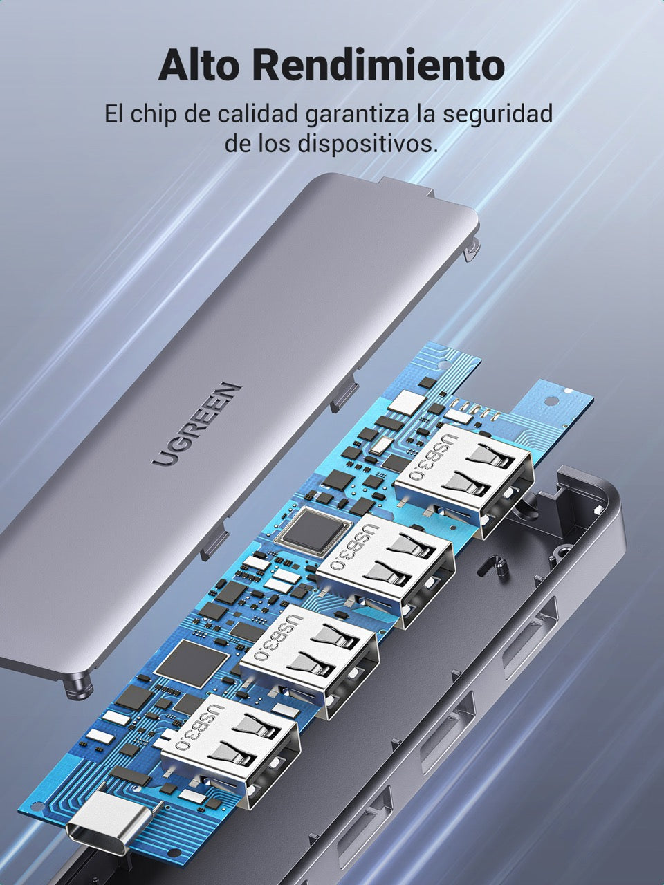 Concentrador UGREEN de USB-C a 4 USB-A-6