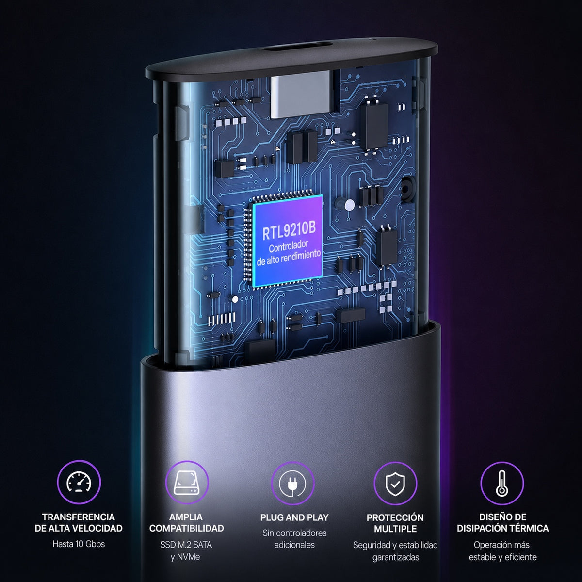 Carcasa para disco duro NVMe M.2 UGREEN de 10Gbps