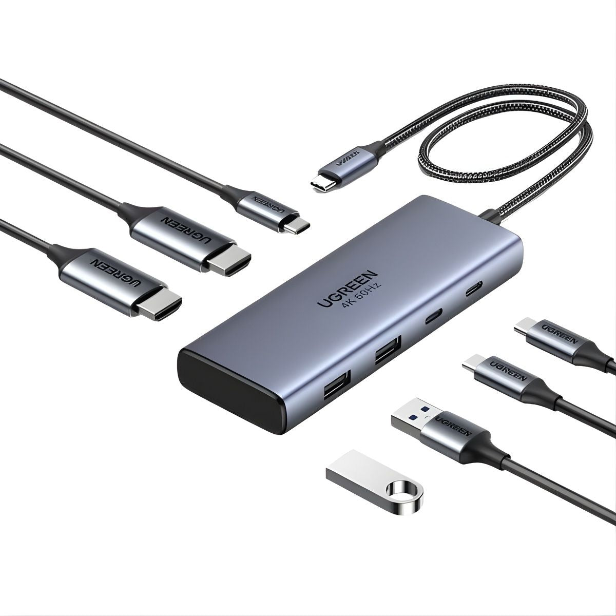 Concentrador UGREEN 7 en 1 de USB-C con 2xHDMI 4K a 60Hz-1