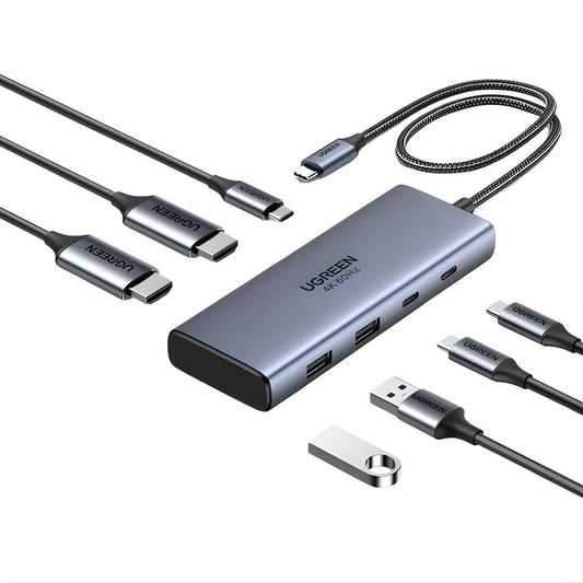 Concentrador UGREEN 7 en 1 de USB-C con 2xHDMI 4K a 60Hz-1