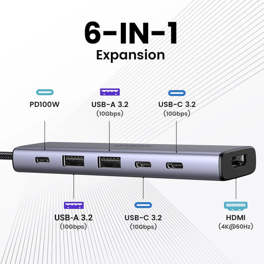 Concentrador UGREEN 6 en 1 de USB-C con HDMI 4K a 60Hz-2