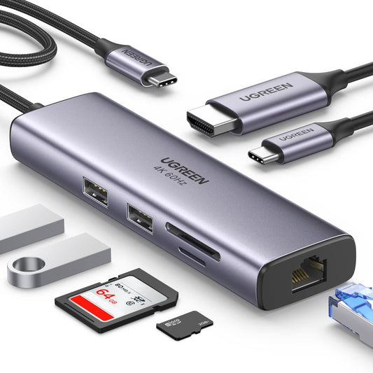 Concentrador UGREEN de USB-C 7 en 1 con Ethernet y HDMI-1