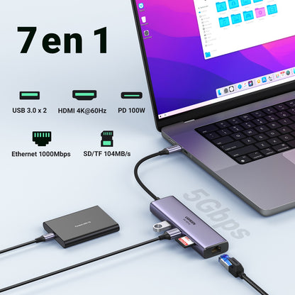 Concentrador UGREEN de USB-C 7 en 1 con Ethernet y HDMI-3