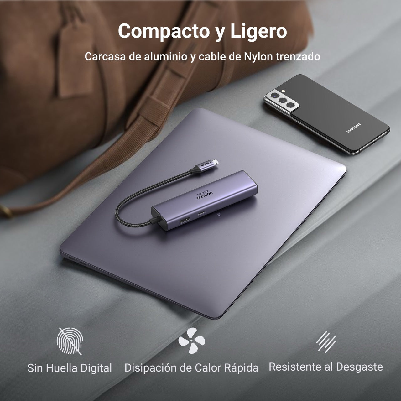 Concentrador UGREEN de USB-C 7 en 1 con Ethernet y HDMI-10
