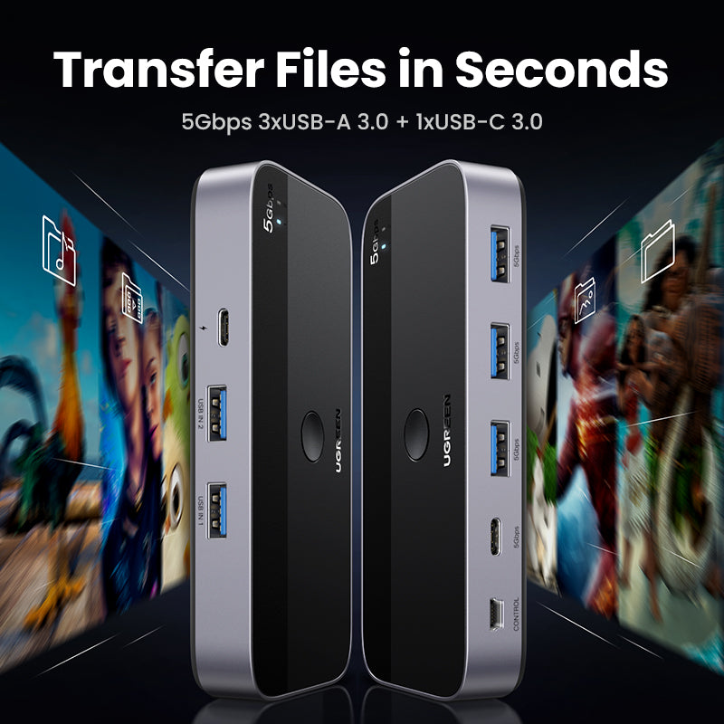 Switch USB 3.0 UGREEN de 2 entradas y 4 salidas-5