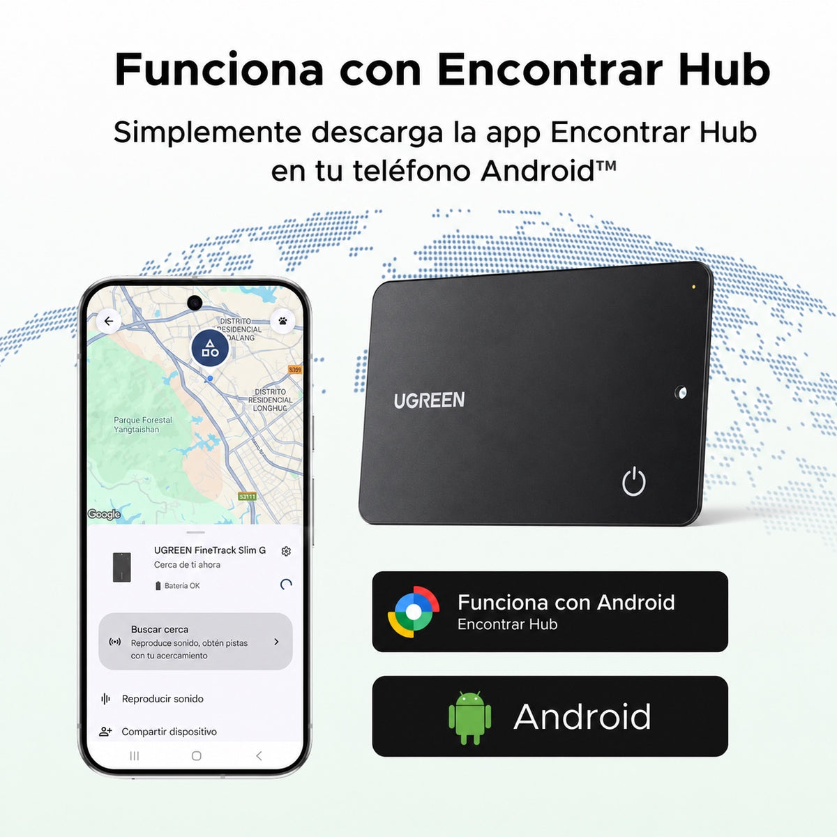 Localizador inteligente tipo tarjeta para Android o iOS UGREEN CM915