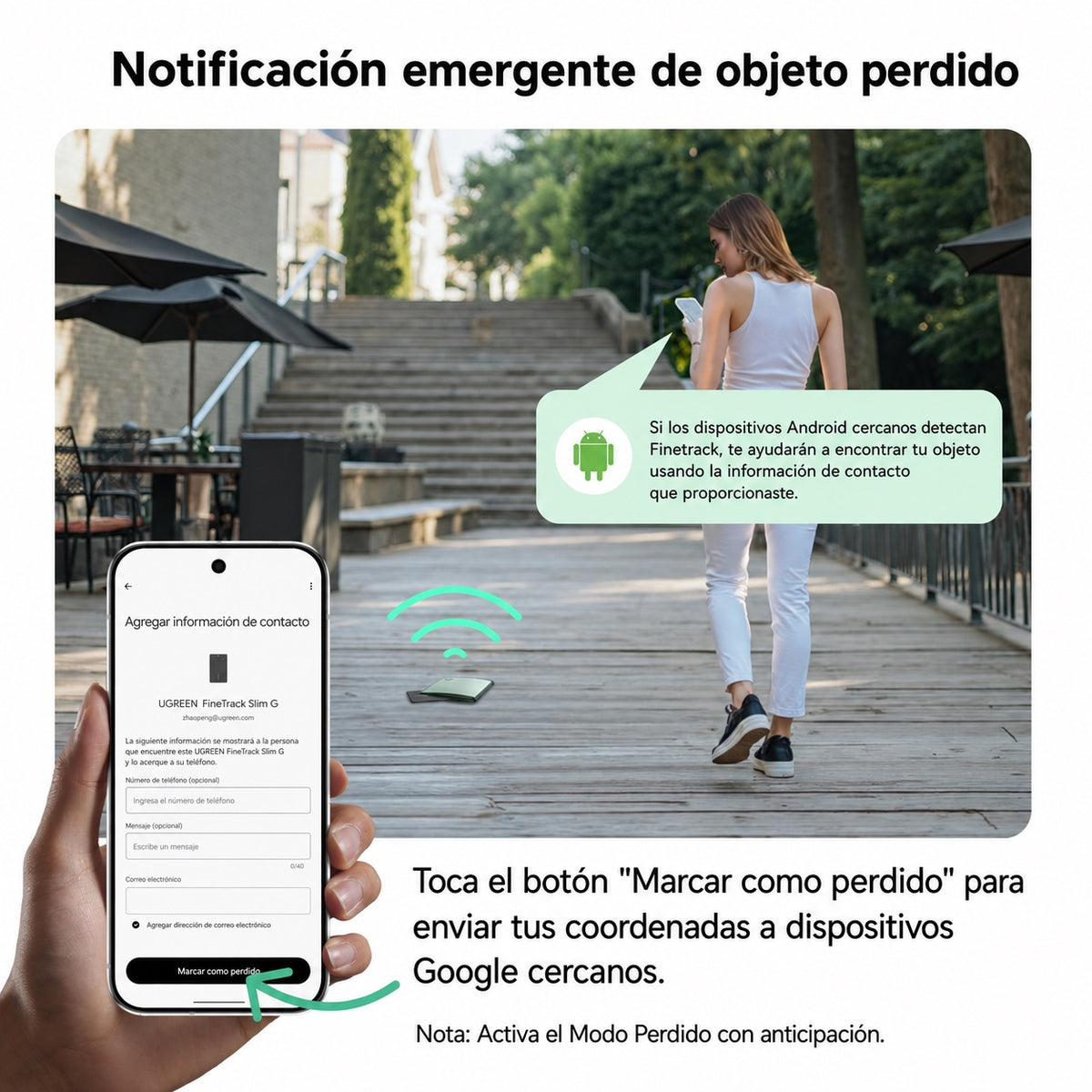 Localizador inteligente tipo tarjeta para Android o iOS UGREEN CM915