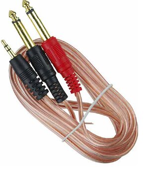 Cable de audio Audiopipe de 3.5 mm estéreo a 2 x 6.3 mm mono de 1.8 m-1