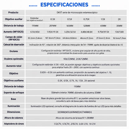 Microscopio trinocular estéreo Mechanic D65T con base B11-6