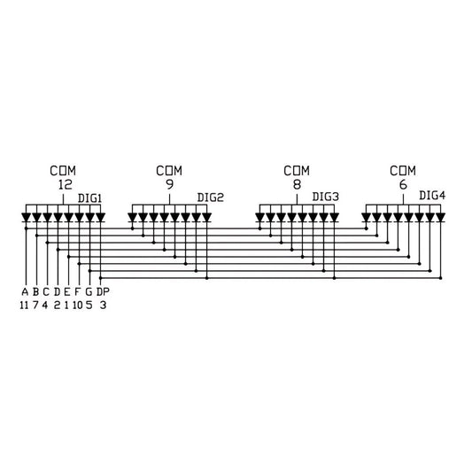 Display de 7 segmentos de 4 dígitos, ánodo común de 0.36"-2