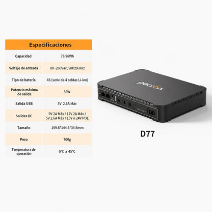 Mini UPS DC Precron D77 - 77 Wh