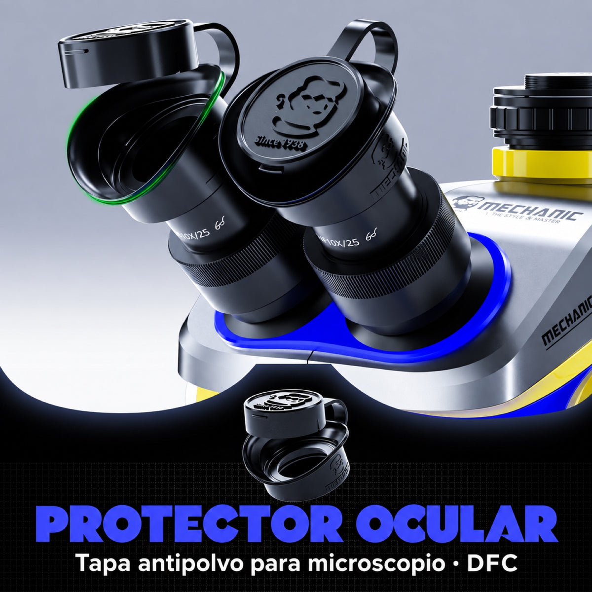Protectores con tapa Mechanic DFC para oculares de microscopio, par-2
