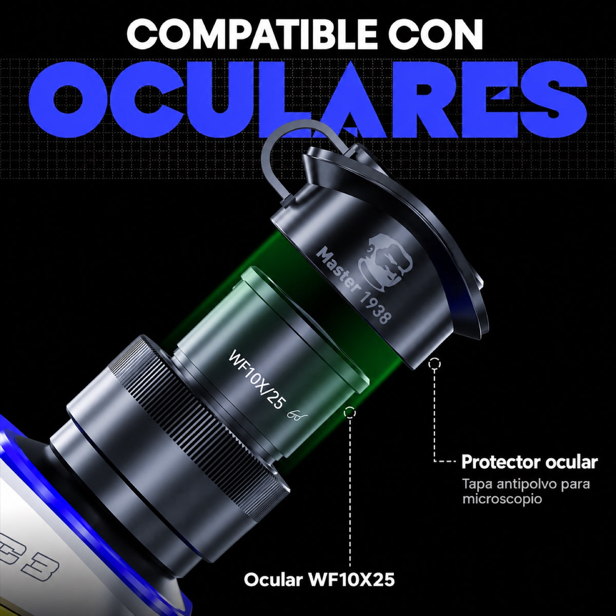 Protectores con tapa Mechanic DFC para oculares de microscopio, par-6