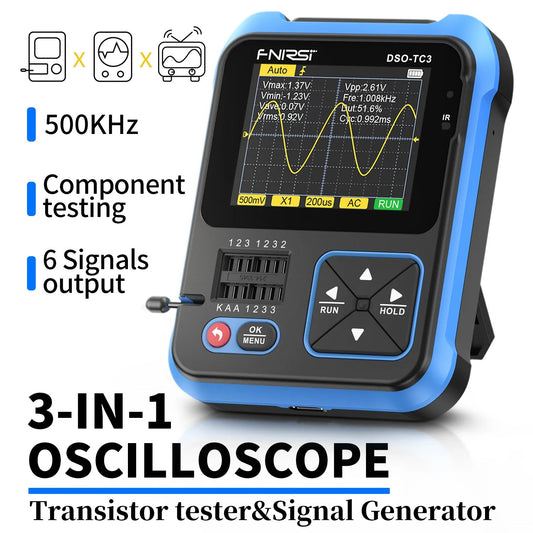 Osciloscopio portátil y tester de componentes Fnirsi DSO-TC3-2