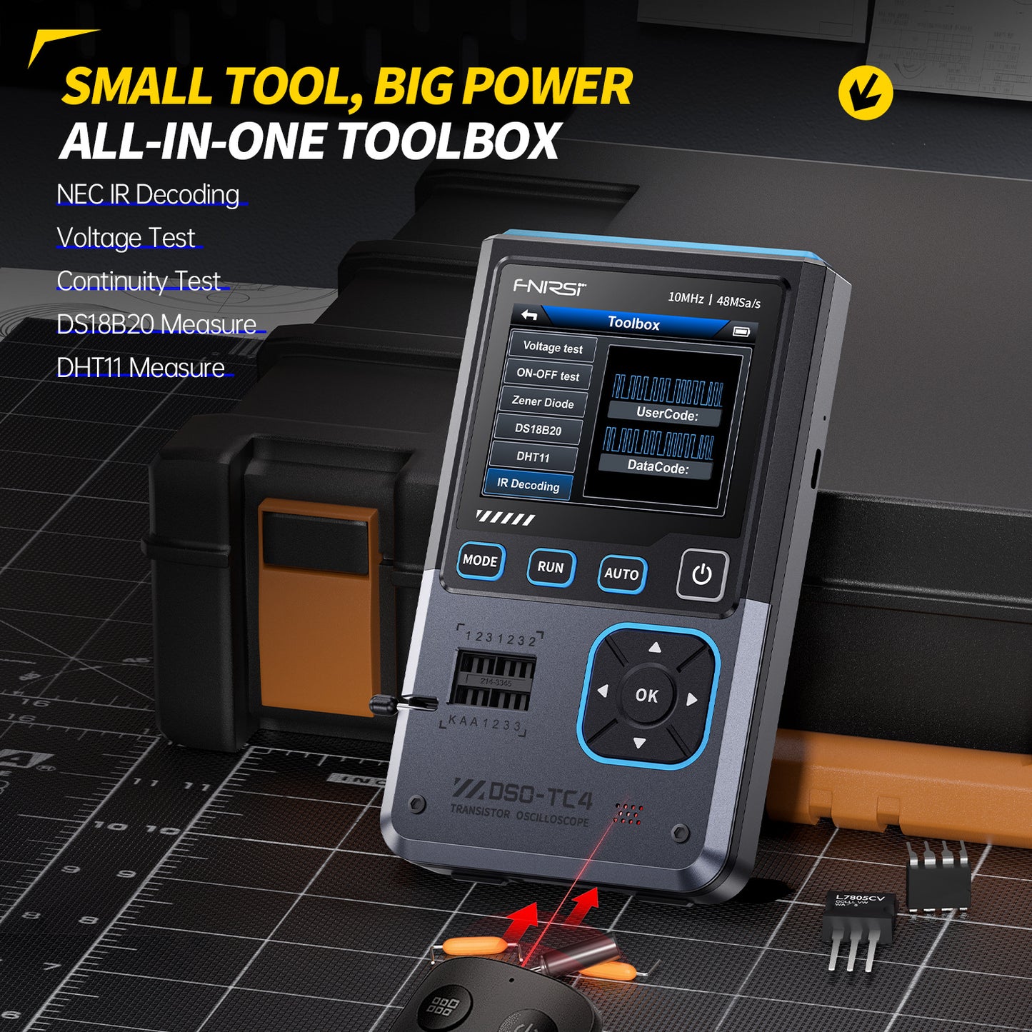 Osciloscopio portátil y tester de componentes Fnirsi DSO-TC4