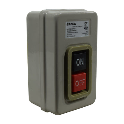 Botonera EBCHQ on-off de 3 polos 30 A en caja metálica LAY5-BS230B-1