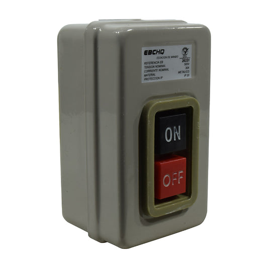 Botonera EBCHQ on-off de 3 polos 30 A en caja metálica LAY5-BS230B-1