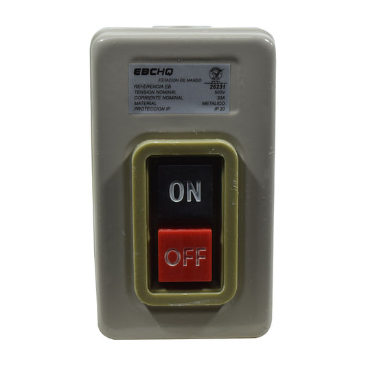 Botonera EBCHQ on-off de 3 polos 30 A en caja metálica LAY5-BS230B-2
