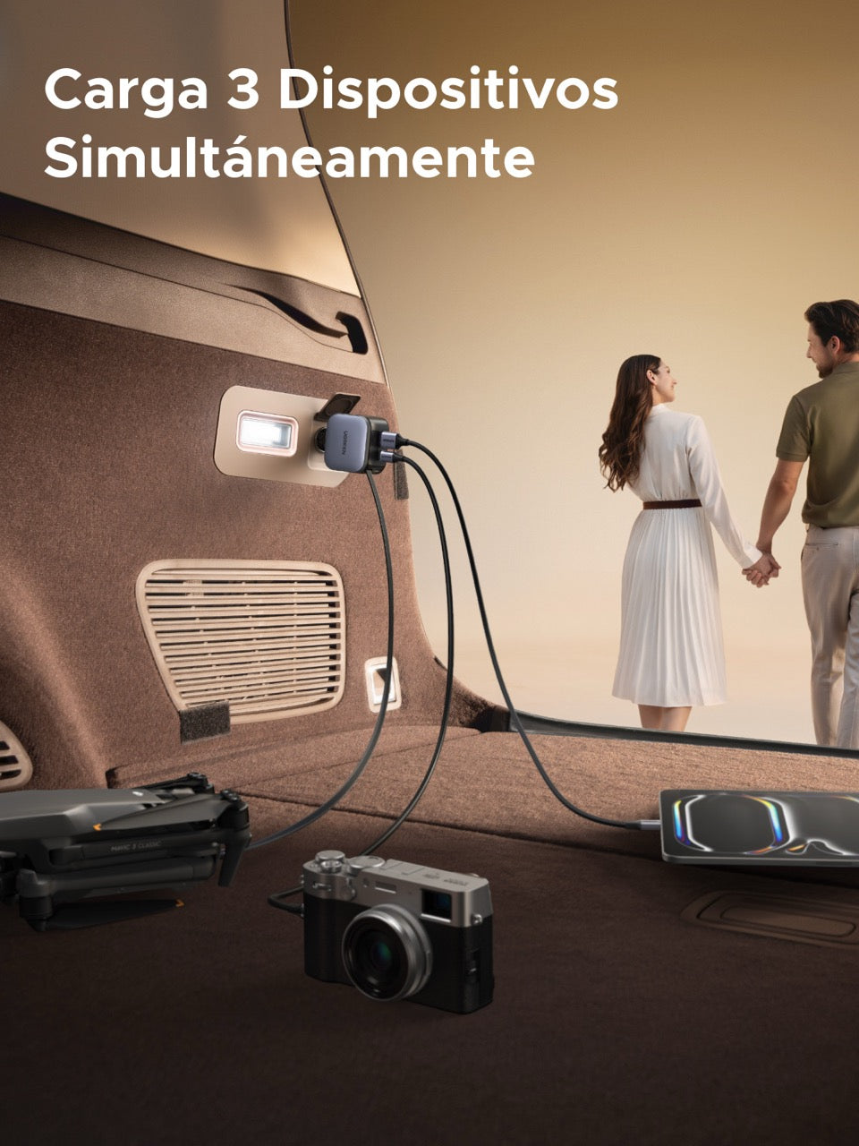 Cargador UGREEN para carro de 60W con cable retráctil-8