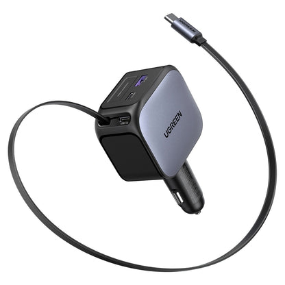 Cargador UGREEN para carro de 145W con cable retráctil