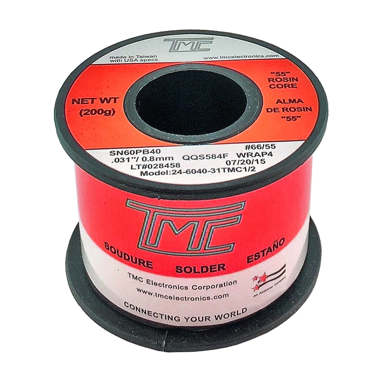 Carrete de estaño TMC de 0.8mm 60/40 - 200g con pasta 51-1