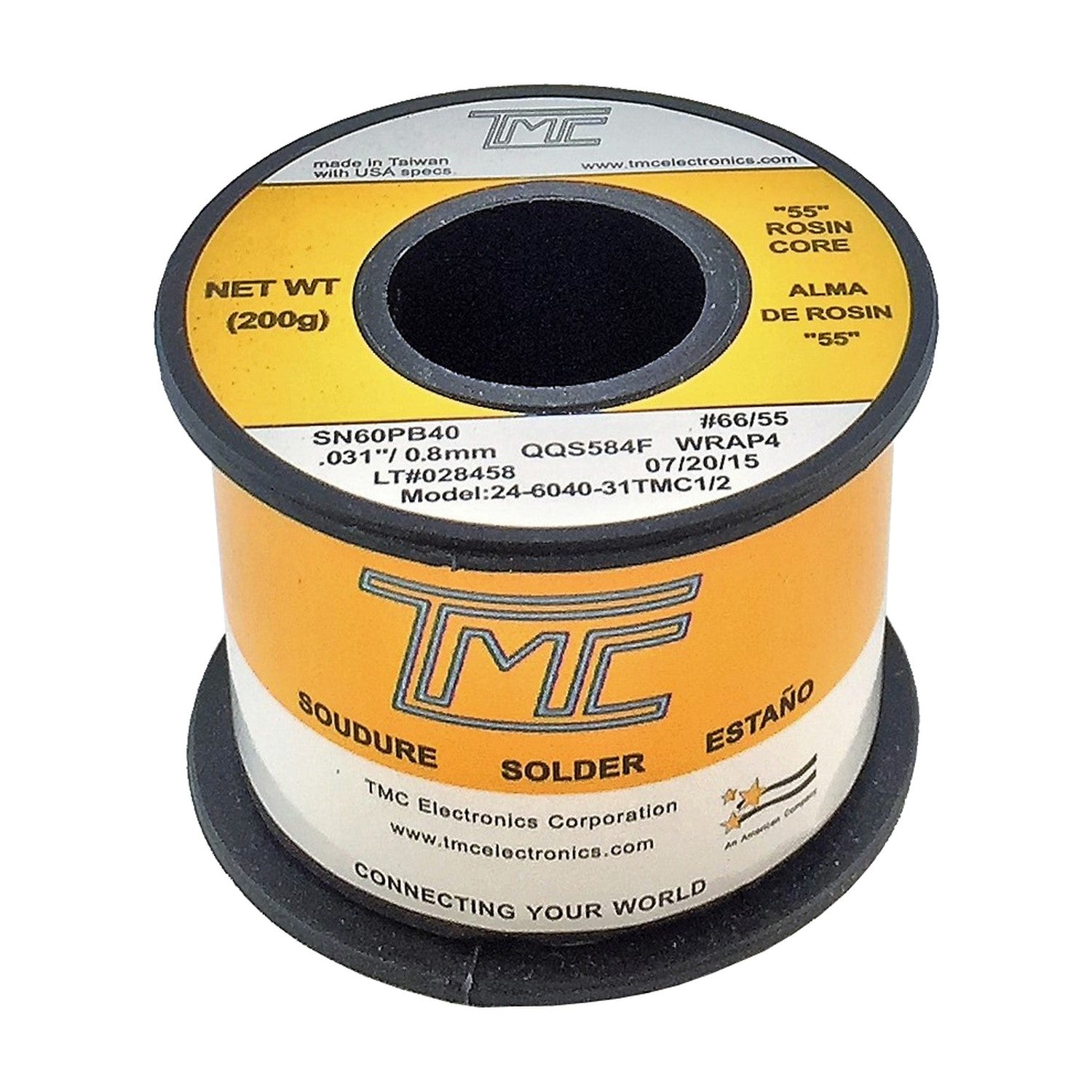 Carrete de estaño TMC de 1mm 60/40 - 200g con pasta 55-1