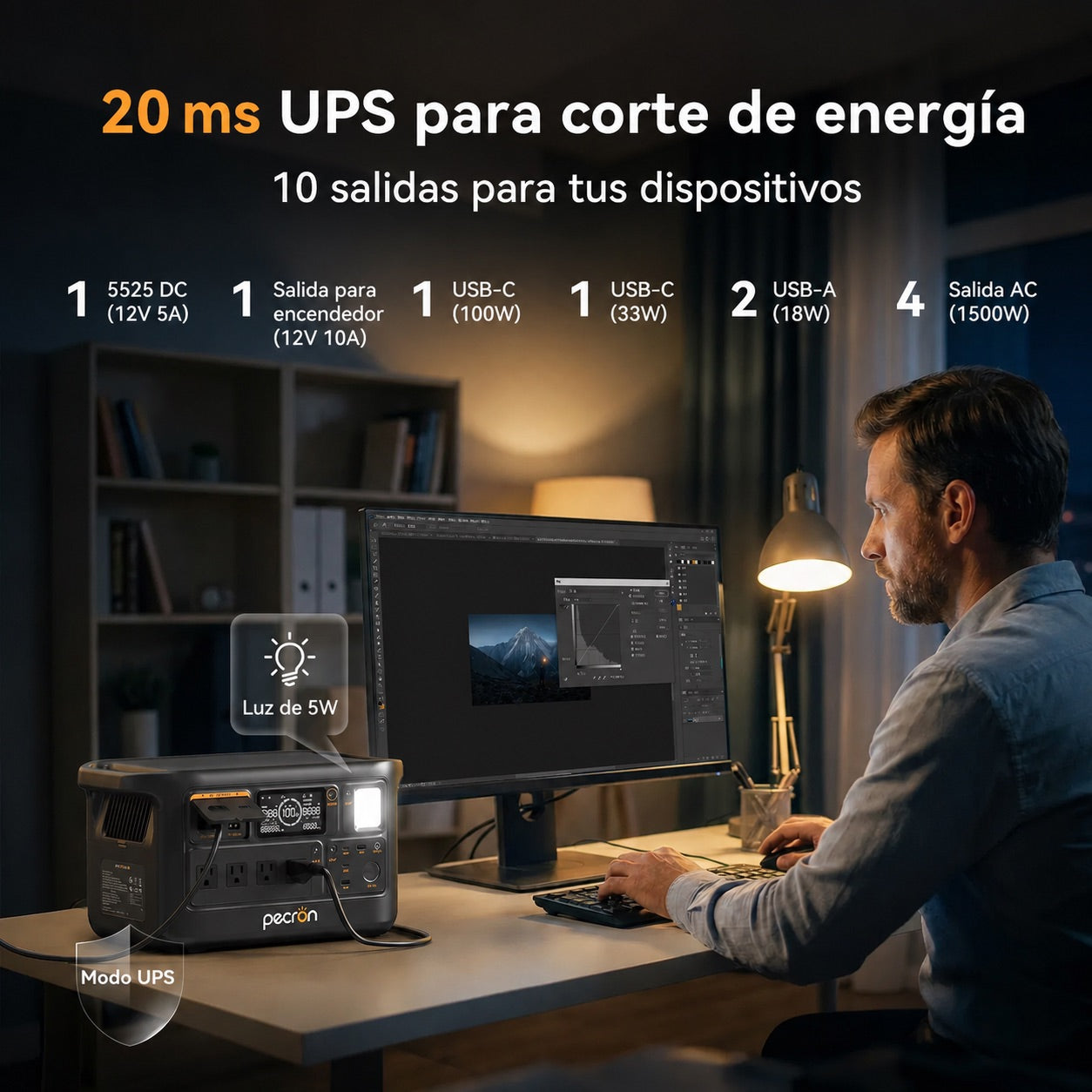 Estación eléctrica portátil Pecron F1000LFP