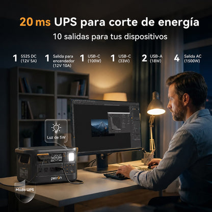 Estación eléctrica portátil Pecron F1000LFP