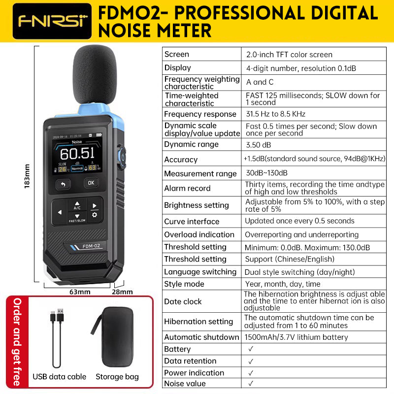 Medidor de nivel de sonido Fnirsi FDM-02