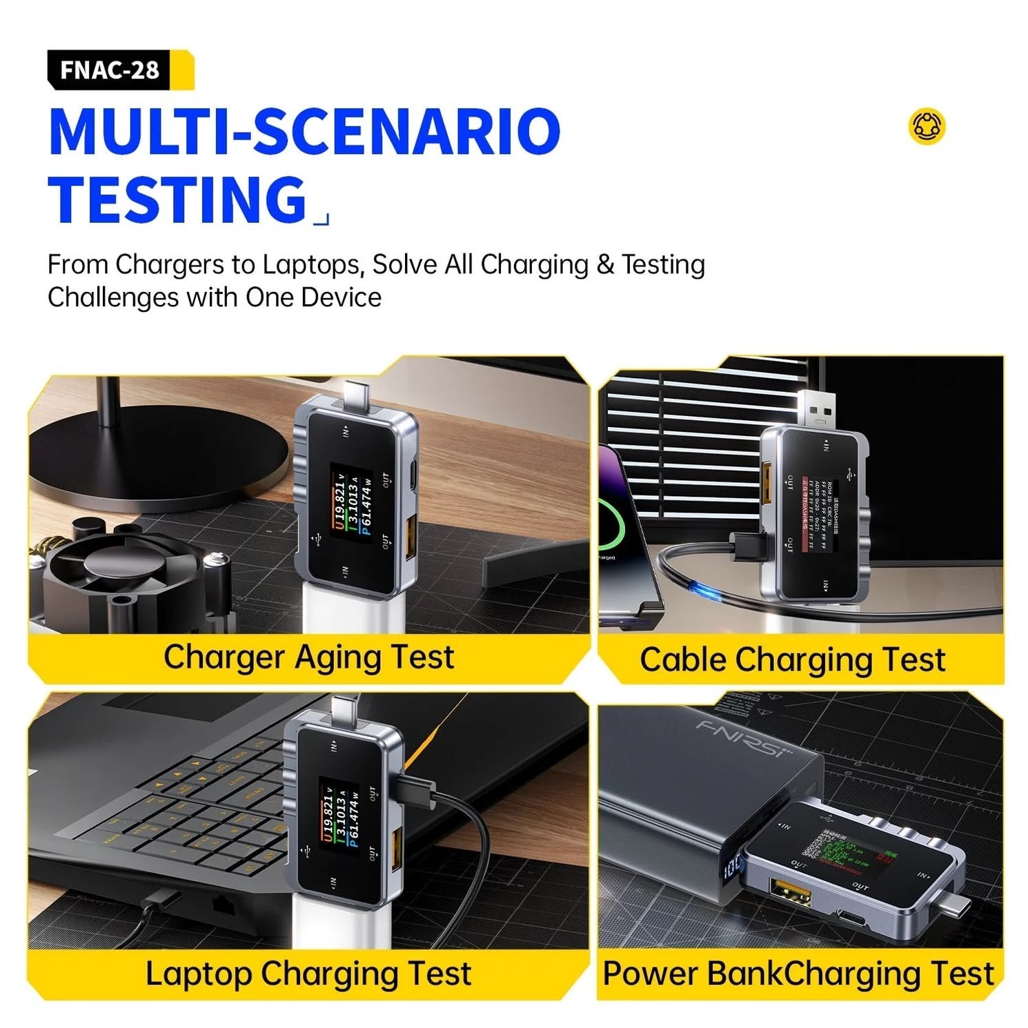 Tester USB Fnirsi FNAC USB-C y USB-A de 6.5A-7