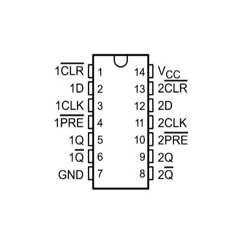 Flip-Flop D SN74HC74N - original Ti-2