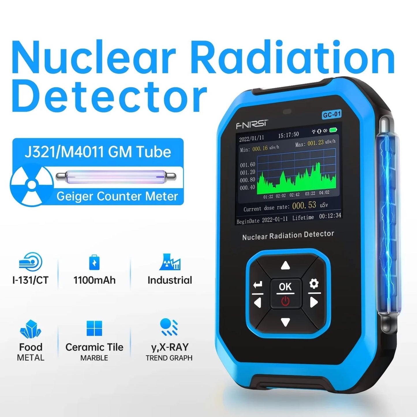 Detector Geiger de radiación nuclear Fnirsi GC-01-2