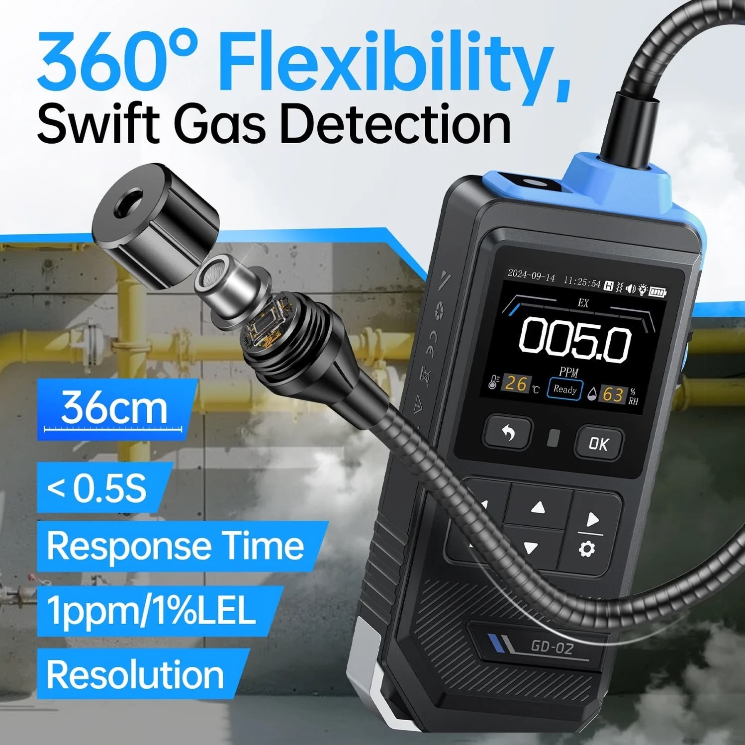Detector de gases inflamables Fnirsi GD-02-5