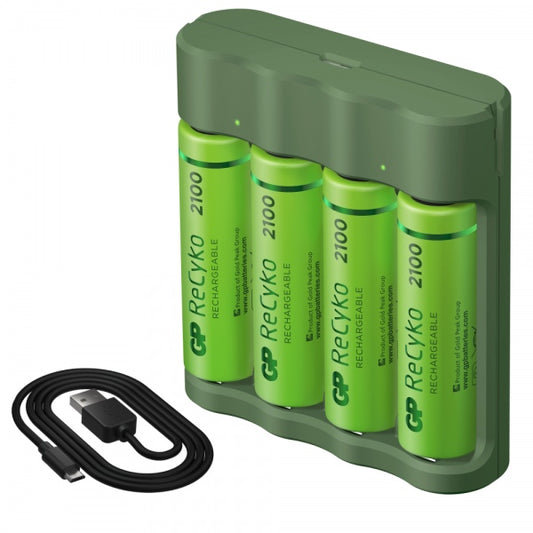 Kit de batería GP recargable NiMH AA 4 piezas de 2100 mAh con cargador-1