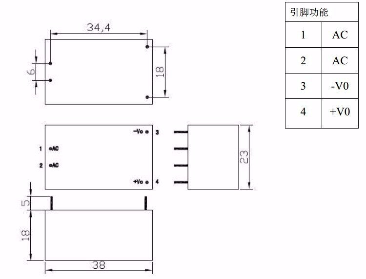 Mini fuente DIP HLK-5M12 AC-DC de 12V y 5W-3